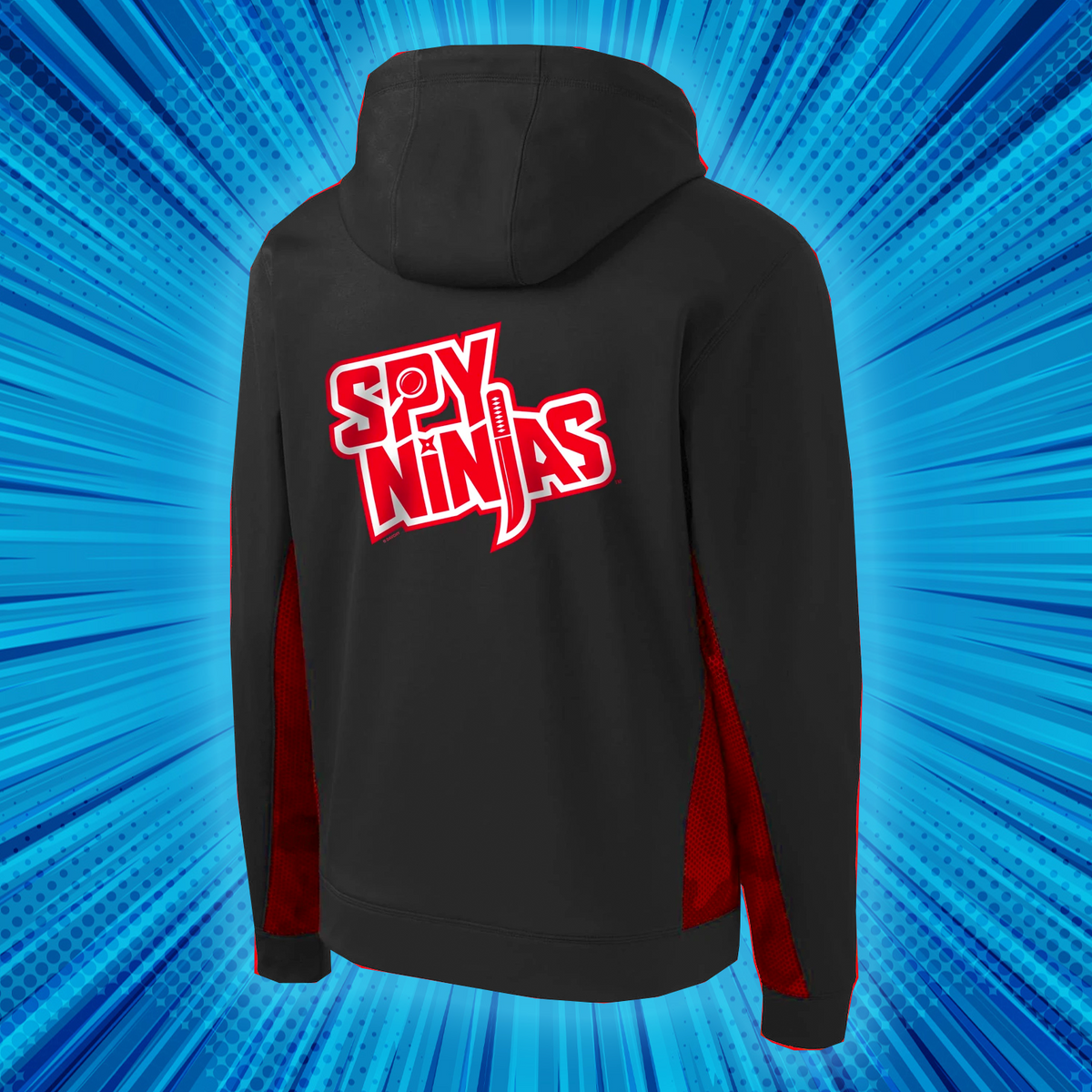 Spy Ninjas LCP Youth Tech Hoodie with Back Imprint - Black / Red