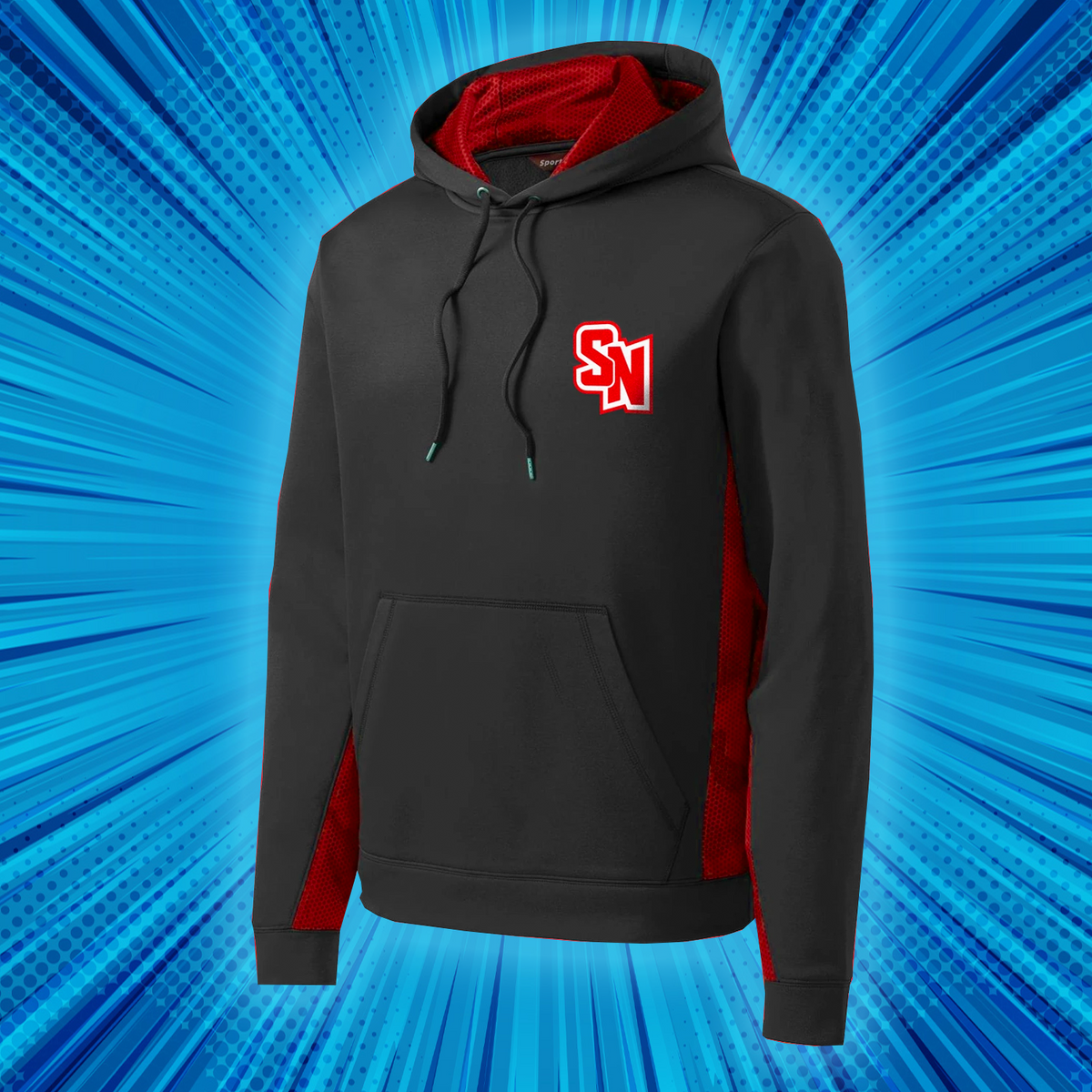 Spy Ninjas LCP Youth Tech Hoodie with Back Imprint - Black / Red
