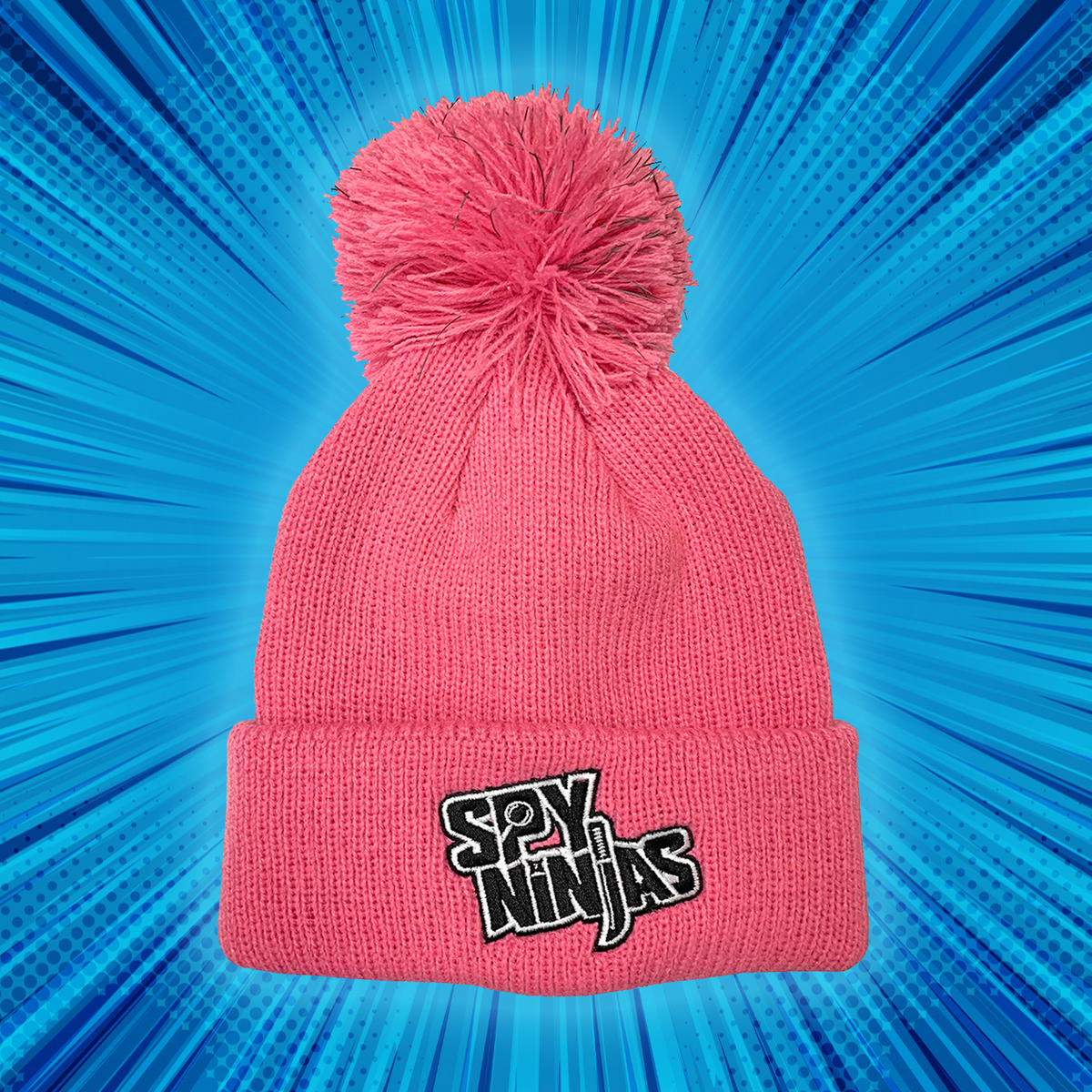 Spy Ninjas Pom-Pom Beanie - Pink / Reflective Thread in Pom